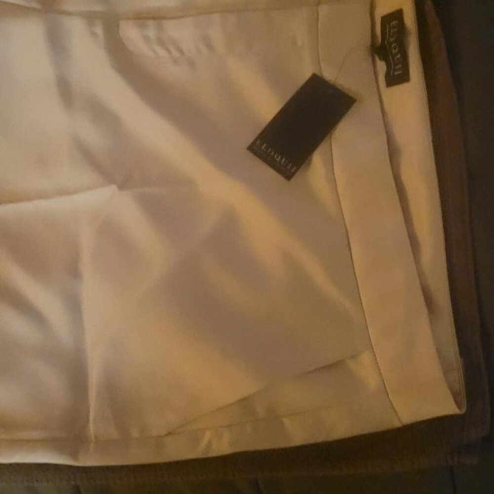 NWT Eloquii Pleated Wide Leg Trousers Champagne Satin High Waist Sz 24